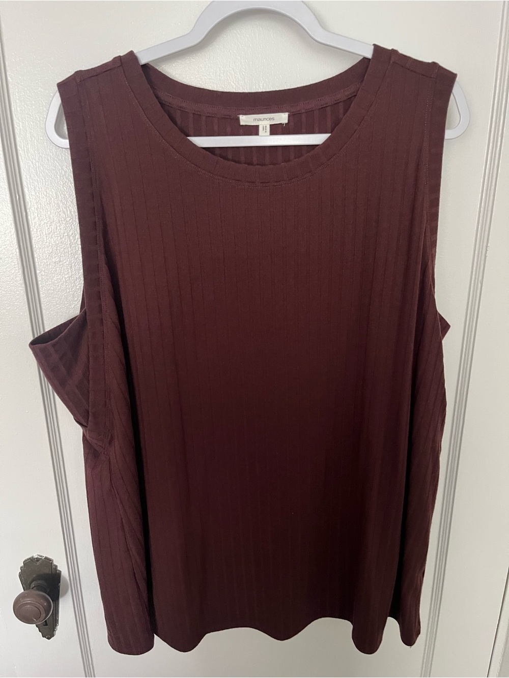Maurices Ribbed Sleeveless Tank Top in Burgundy